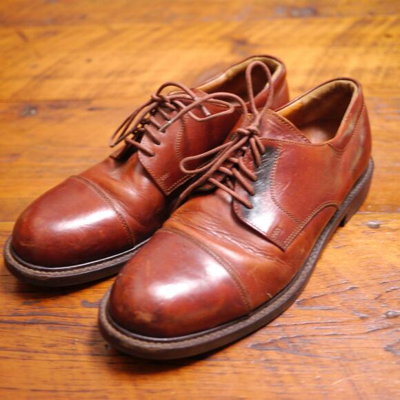 JOHNSTON & MURPHY Made in Italy Brown Leather Cap Toe Dress Shoes 9 42.5 main image 4
